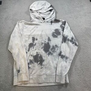 Nike Men's Tie Dye Hoodie Sweatshirt Gray White Size Large Pullover Hooded